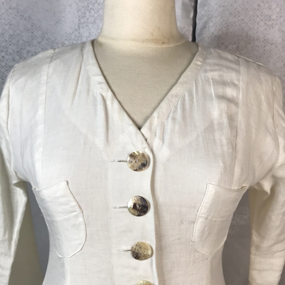 🎉🎉🎉 SOLD Vintage J Peterman| Cream Linen Maxi Dress Sz S - Picture 2 of 6